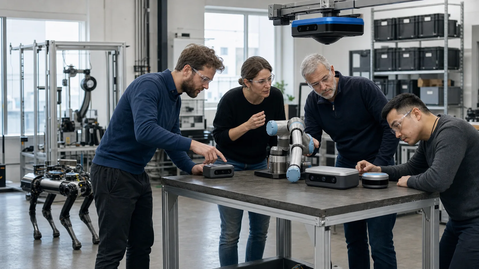 OpenKinematics engineering support team working with robot hardware